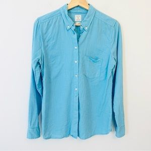 Gap the shrunken boyfriend shirt aqua blue size medium